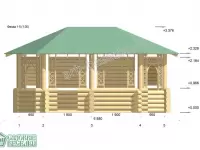 Овальная рубленая беседка