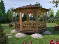 Беседка восьмигранная Темная сетка №3