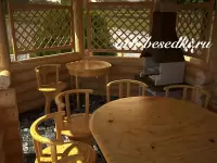 Беседка рубленная с вогнутой крышей