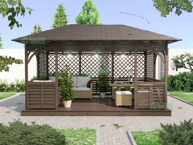 Деревянная веранда Аура XL размер 3Х4,5 №8