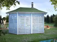 Беседка "Blue house" с грилем вид сзади