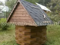 Колодец для дачи деревянный. Домик на колодец.