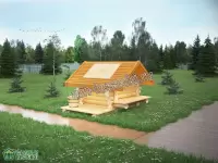 Рубленый колодец с крышей