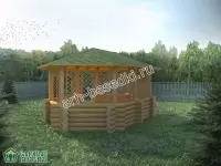 Овальная беседка из бревна