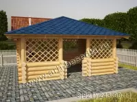 Беседка из бревна с мангалом