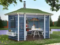 Беседка с мангалом "Семейная" вид спереди