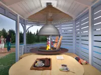 Беседка "Blue house" с грилем и мебелью
