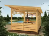 Беседка-веранда открытая с крышей из поликорбаната сбоку