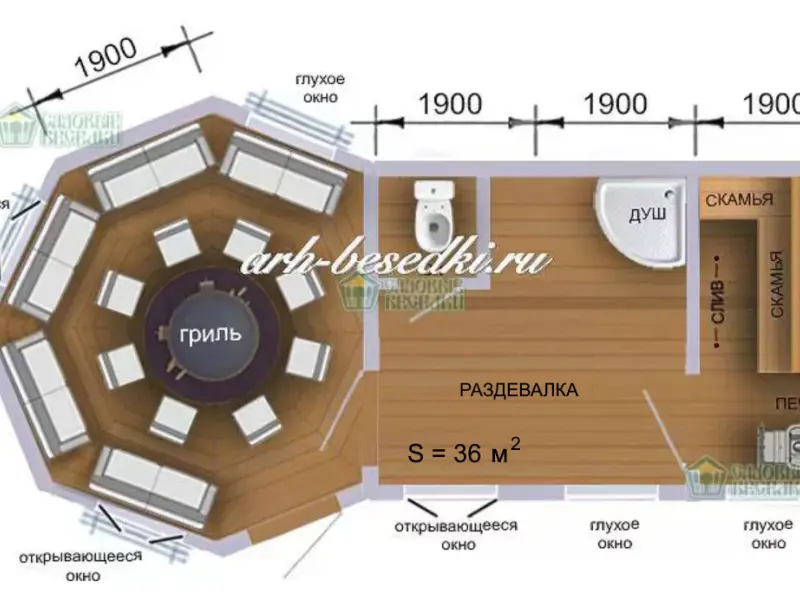 Гриль комплекс с баней 36 м2. - фото 2