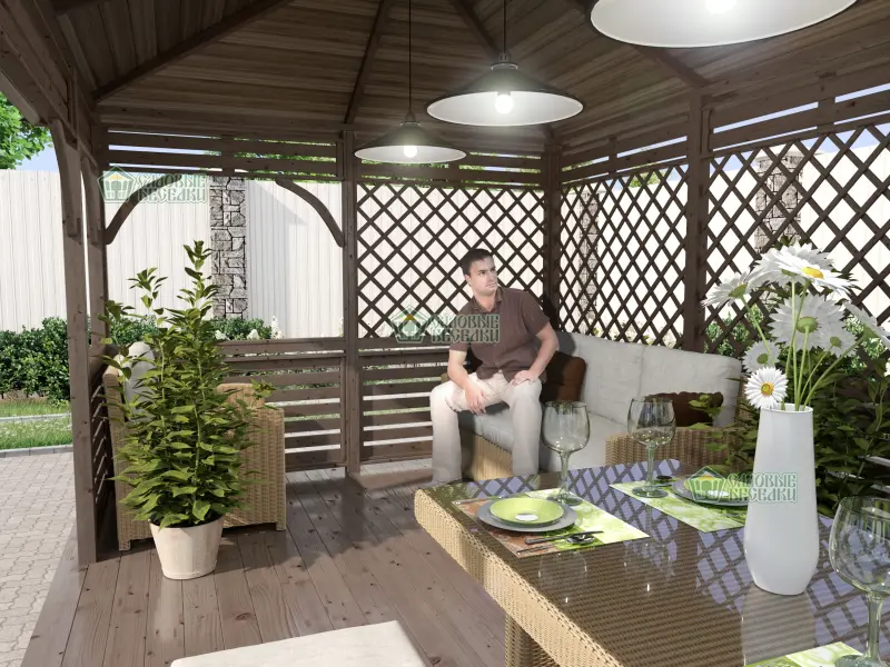 Деревянная веранда Аура XL размер 3Х4,5 №15