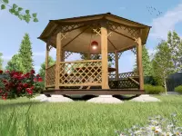 Беседка восьмигранная Темная сетка №5