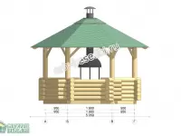 Рубленая беседка с грилем барбекю